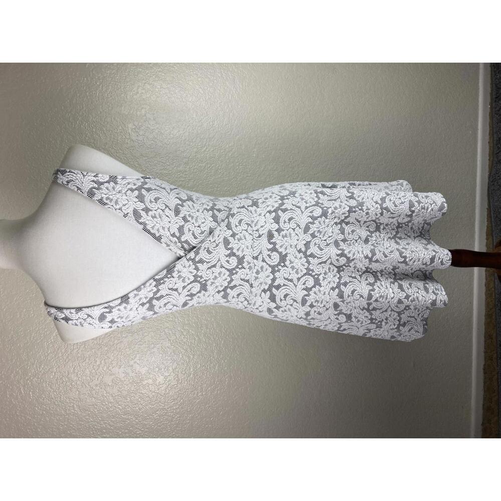 Abercrombie & Fitch Mini Dress White Size M Lace/Crocheted Overlay on Black